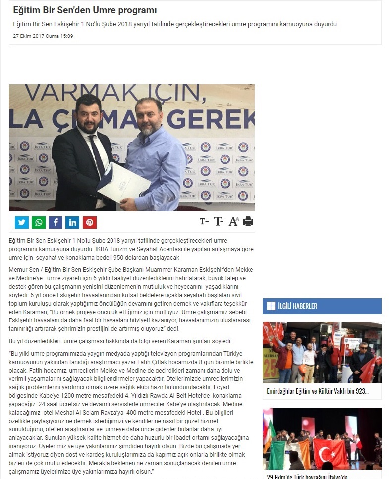 Eğitim Bir Sen'den Umre Programı